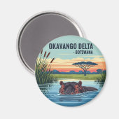 Nilpferd im Okavango-Delta Botswana Magnet (Vorderseite/Rückseite)