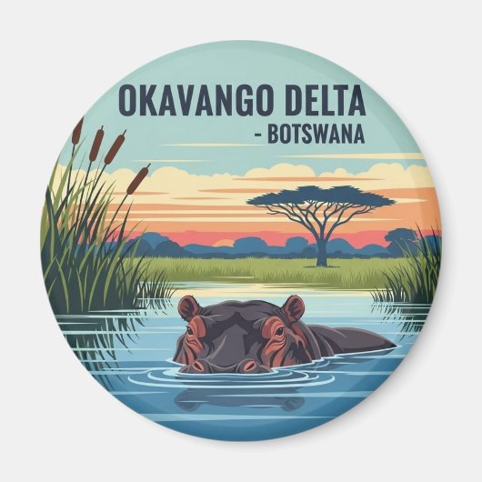 Nilpferd im Okavango-Delta Botswana Magnet (Vorne)