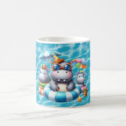 Nilpferd im Pool mit Namen Kaffeetasse (Mittel)
