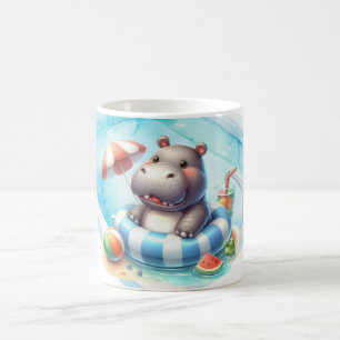 Nilpferd im Pool mit Namen Kaffeetasse