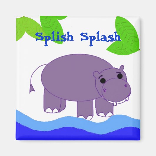 Nilpferd im Wasser Magnet (Vorne)