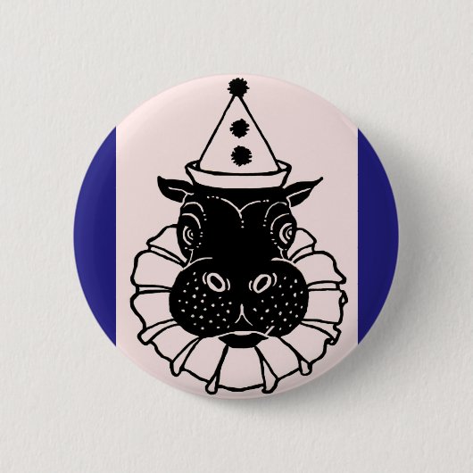 Nilpferd in einem Party Button (Vorderseite)