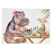 Nilpferd macht eine Maniküre am Strand  Große Geschenktüte (Rückseite)