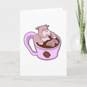 Nilpferd mit Kaffeetasse Karte