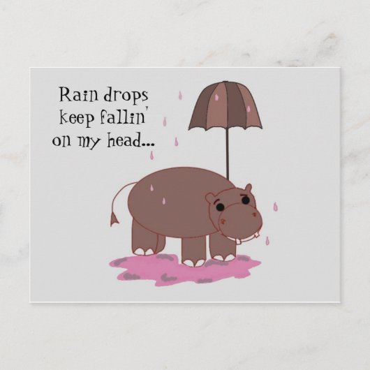 Nilpferd mit Regenschirm Postkarte (Vorderseite)