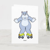 Nilpferd mit Rollschuhen Karte (Rückseite)