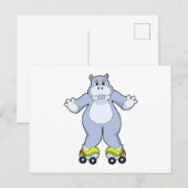Nilpferd mit Rollschuhen Postkarte (Vorne/Hinten)