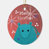 Nilpferd mit Schneeflocken-Design Keramik Ornament (Links)