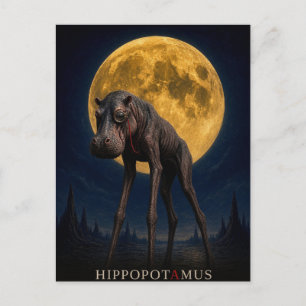 Nilpferd Monokel gothic Surrealismus Postkarte