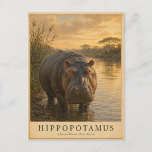 Nilpferd ostafrikanische Flüsse VINTAGE Postkarte