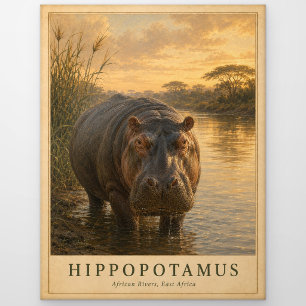 Nilpferd ostafrikanische Flüsse VINTAGE Postkarte