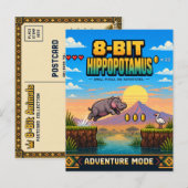 Nilpferd, Retro-8-Bit-Pixelkunst Postkarte (Vorne/Hinten)