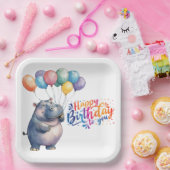 Nilpferd sagt Alles Gute zum Geburtstag Pappteller (Party)