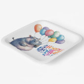 Nilpferd sagt Alles Gute zum Geburtstag Pappteller (Gewinkelt)