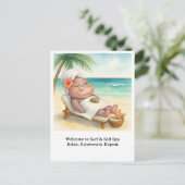 Nilpferd-Spa am Strand Postkarte (Stehend Vorderseite)
