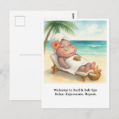 Nilpferd-Spa am Strand Postkarte (Vorne/Hinten)