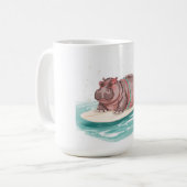 Nilpferd-Surfer auf Surfbrett Kaffeetasse (Vorderseite Links)