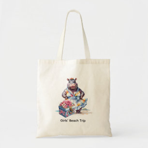 Nilpferd-Trip am Strand Tragetasche