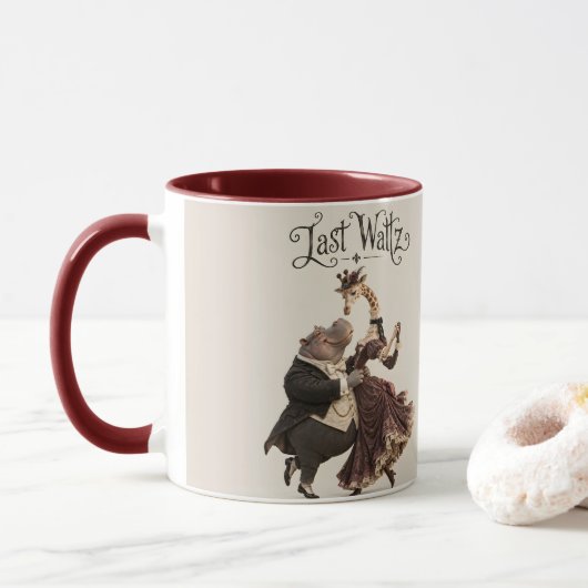 Nilpferd und Giraffe tanzen Tasse (Mit Donut)