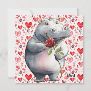 Nilpferd Valentinstag mit vielen Herzen Feiertagskarte