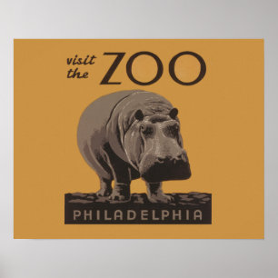 Nilpferd Vintage WPA Zoo Poster Philadelphia