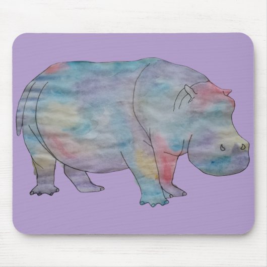 Nilpferd Wasserfarbe Mousepad (Vorne)