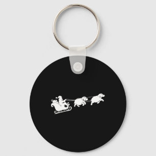 Nilpferd Weihnachten Santa Schlitten Nilpferde Wei Schlüsselanhänger