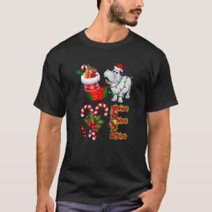 Nilpferd-Weihnachtslichter LED Weihnachtsmannmütze T-Shirt