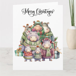 Nilpferd-Weihnachtsthema für Tierliebhaber Karte