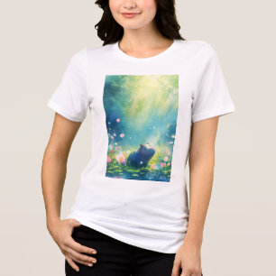 Nilpferd-Zauber-Teich-Wiese Tri-Blend Shirt