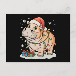 Nilpferdliebhaber Weihnachtslichter Xmas-Festtagsz Feiertagspostkarte