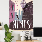 Nîmes France Cartoon Poster (Heimbüro)