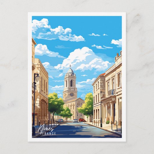 Nimes France Vintage Illustration Postkarte (Vorderseite)