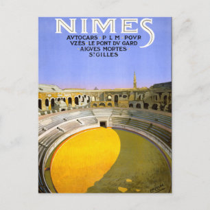 Nimes France Vintage Travel Poster Zurück Postkarte