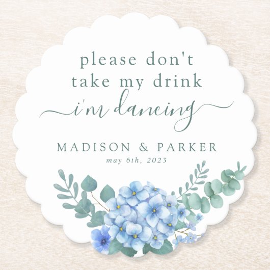 Nimm bitte meinen Drink nicht! | Blue Hydrangea Fl Untersetzer (Vorderseite)