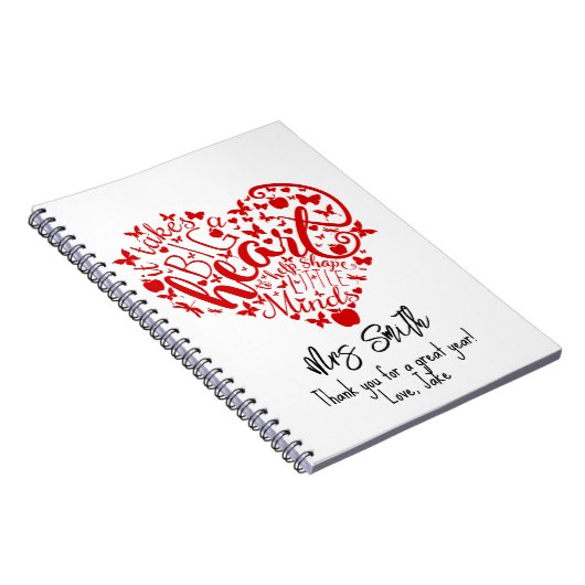 Nimm das große Herz Lehrer Apple Dankeschön Notebo Notizblock (Rechte Seite)