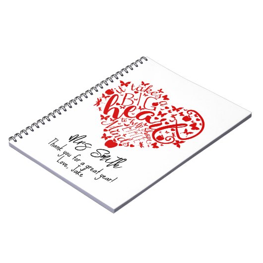 Nimm das große Herz Lehrer Apple Dankeschön Notebo Notizblock (Linke Seite)