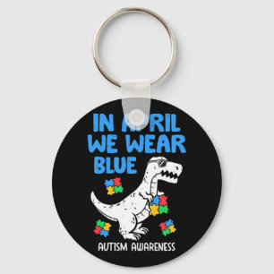Nimm das komisch im April Wir tragen Blue Dinosaur Schlüsselanhänger