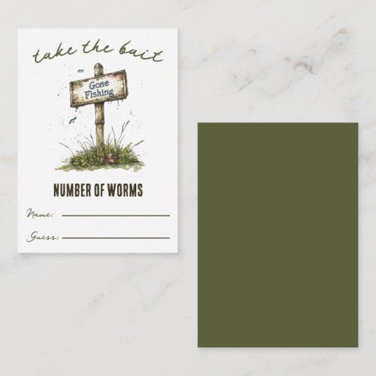 Nimm den Köder! Worm Guessing Game Mitteilungskarte (Vorne/Hinten)