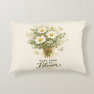 Nimm dir Zeit zum Blühen Bouquet-Design Dekokissen