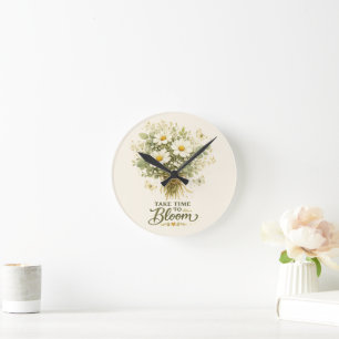 Nimm dir Zeit zum Blühen Bouquet-Design Runde Wanduhr