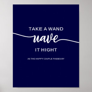 Nimm einen eleganten navyblauen Hochzeitsstab-Schi Poster
