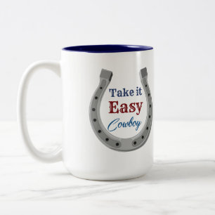 Nimm es einfach Cowboy Zweifarbige Tasse