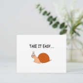 Nimm es leicht Niedlichen Cartoon Snail Postkarte (Stehend Vorderseite)