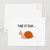 Nimm es leicht Niedlichen Cartoon Snail Postkarte (Vorne/Hinten)