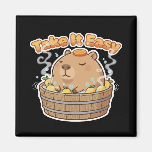 Nimm es leicht Süßes Capybara   Lustiges Kawaii Ti Magnet