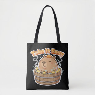 Nimm es leicht Süßes Capybara   Lustiges Kawaii Ti Tasche