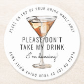 Nimm meine Trinkhochzeit nicht Runder Pappuntersetzer (Vorderseite)