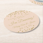 Nimm meinen Drink nicht! Gold Confetti Blush Rose Runder Pappuntersetzer (Angewinkelt)