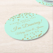 Nimm meinen Drink nicht! Gold Confetti Mint Green Runder Pappuntersetzer (Angewinkelt)